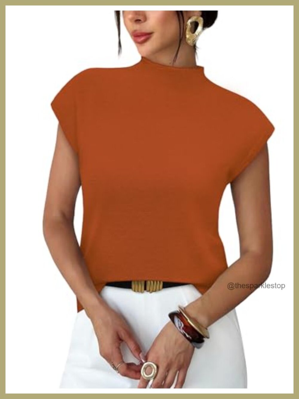 Women's Mock Neck Short Sleeve Lightweight Knit Sweater Top Business Casual